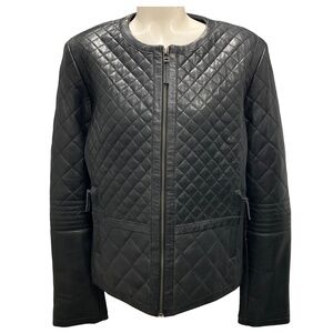 HISO BLACK LION QUILTED LEATHER JACKET